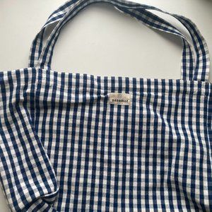 Gabrielle Paris Cotton Navy Gingham Tote